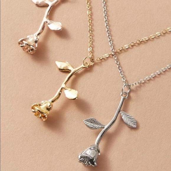 3/$30 Silver Rose Pendant Necklace - Picture 6 of 7